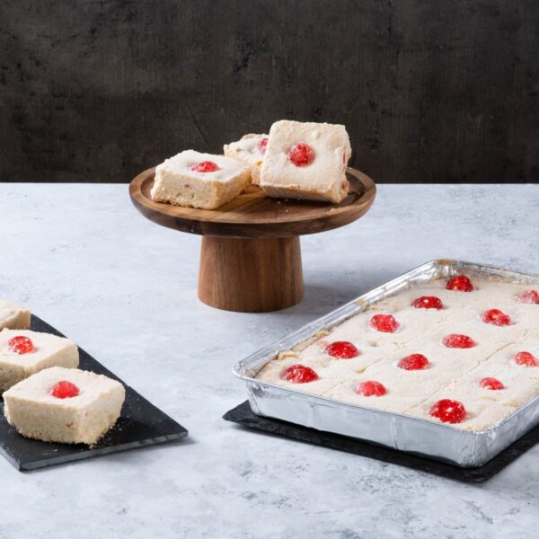 Cherry Shortbread Traybake - single tray
